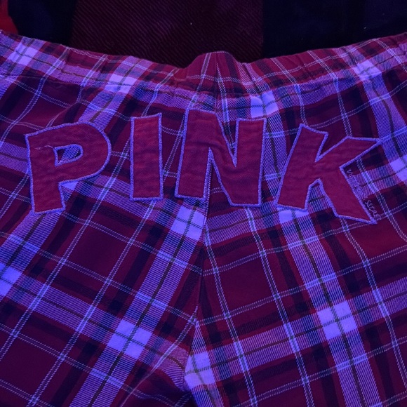 HTF PINK VICTORIAS SECRET RED PLAID FLANNEL PANTS - Picture 2 of 12
